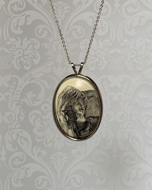 LOVING EMBRACE- MARE AND FOAL NUZZLING MARE