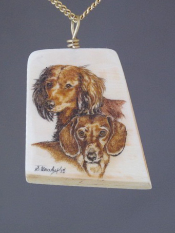 Beagle dog scrimshaw