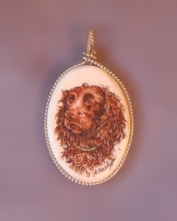 Spaniel dog scrimshaw