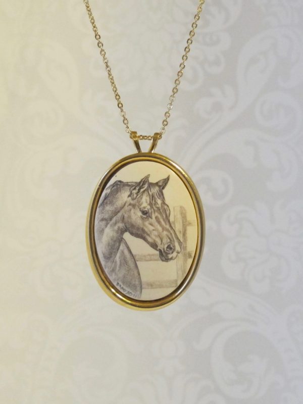 QUARTER HORSE PORTRAIT IN SCRIMSHAW HORSE PORTRAIT