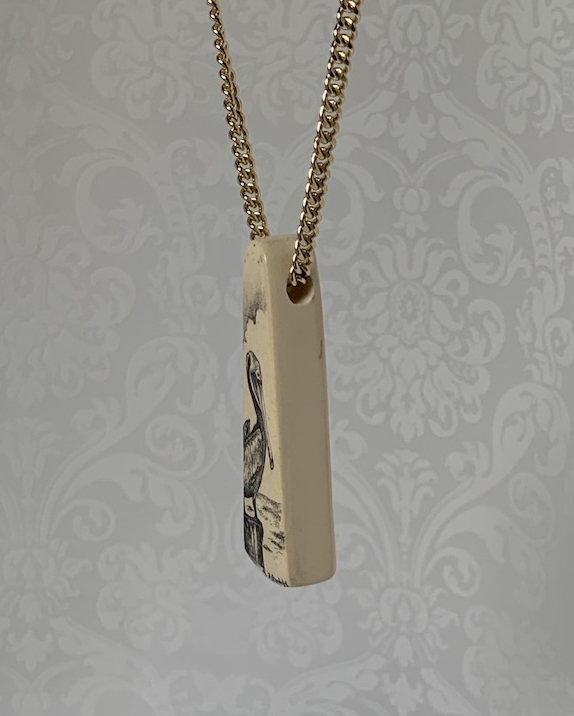 SCRIMSHAW REPRODUCTION ETCHED PELICAN