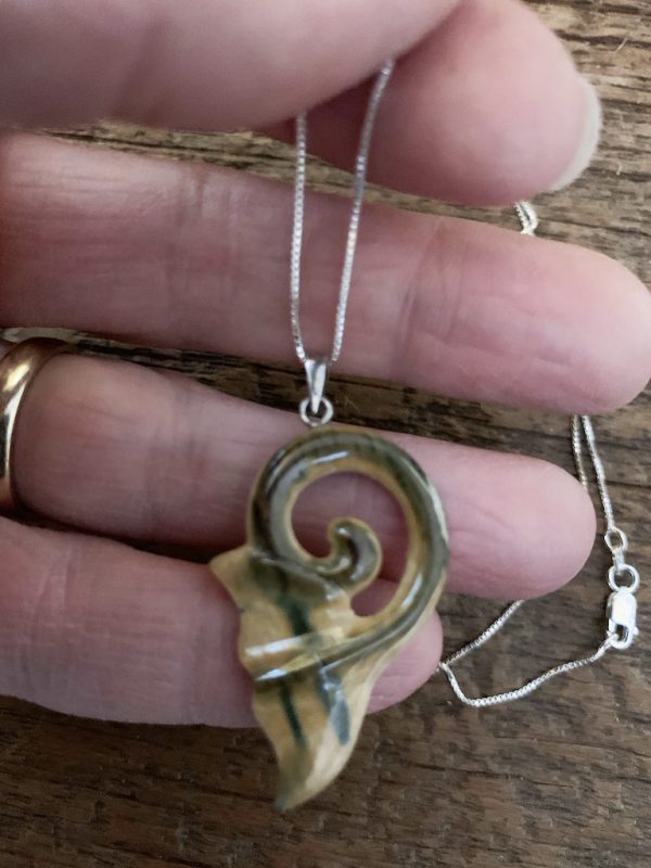 whale tale 3 Blue mammoth ivory carving