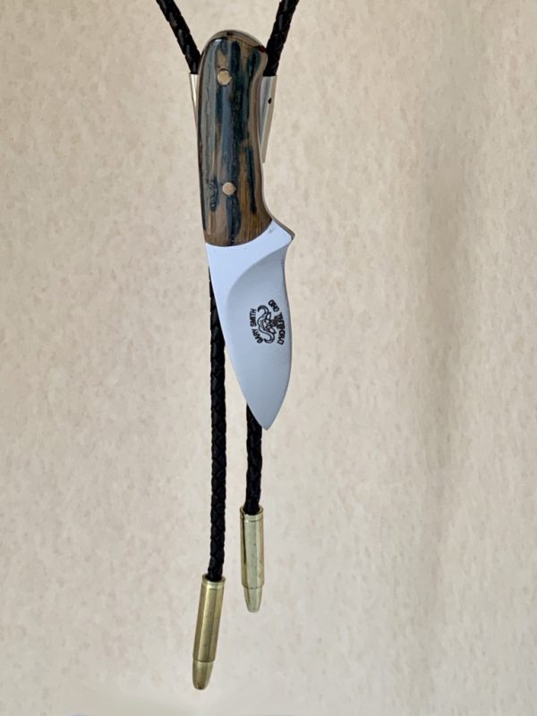Mens jewelry, Hand made knife Bolo with dark mammoth accent handle for the man who has everything. String tie mammoth ivory