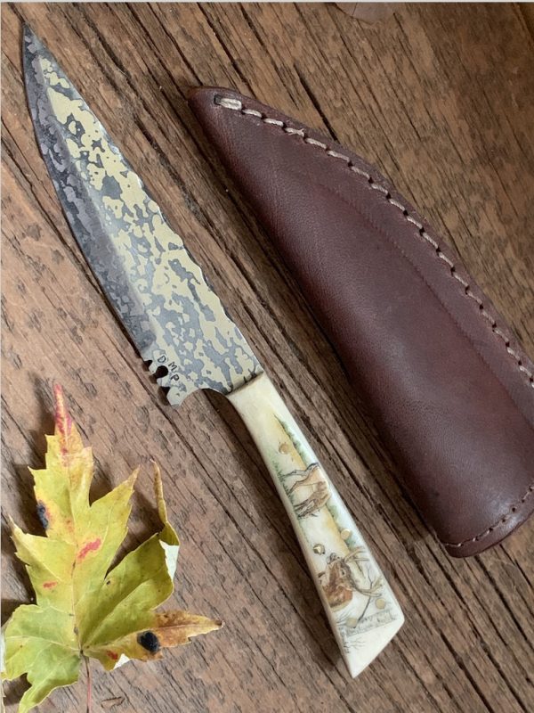 DMP hand made knife with scrimshaw