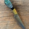 Colorful tiger etched on custom knife