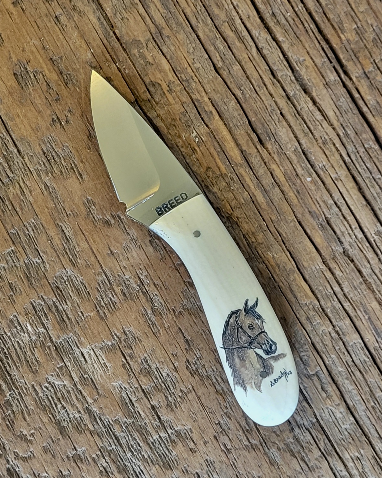 hand etched with a horse knife